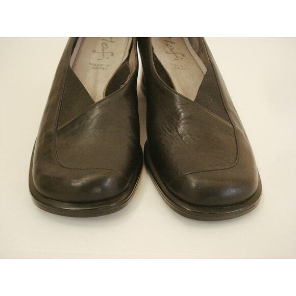 YOFI SZ 36 US 6M BLACK LEATHER PUMP SHOE MADE IN ISREAL W SOLE MADE IN ITALY - Picture 3 of 7
